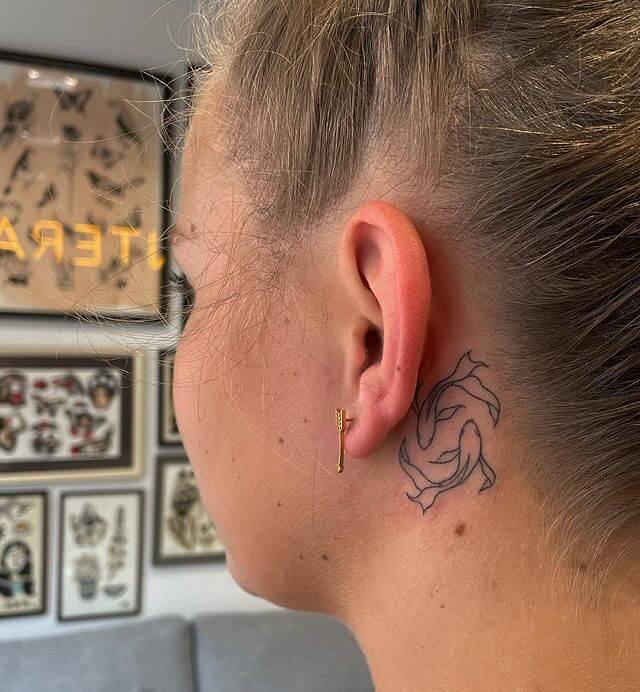 Simple Behind The Ear Tattoos