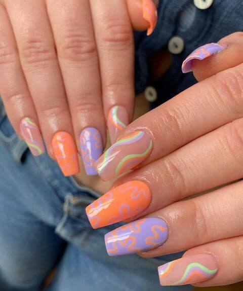 Colorful Swirl Nails