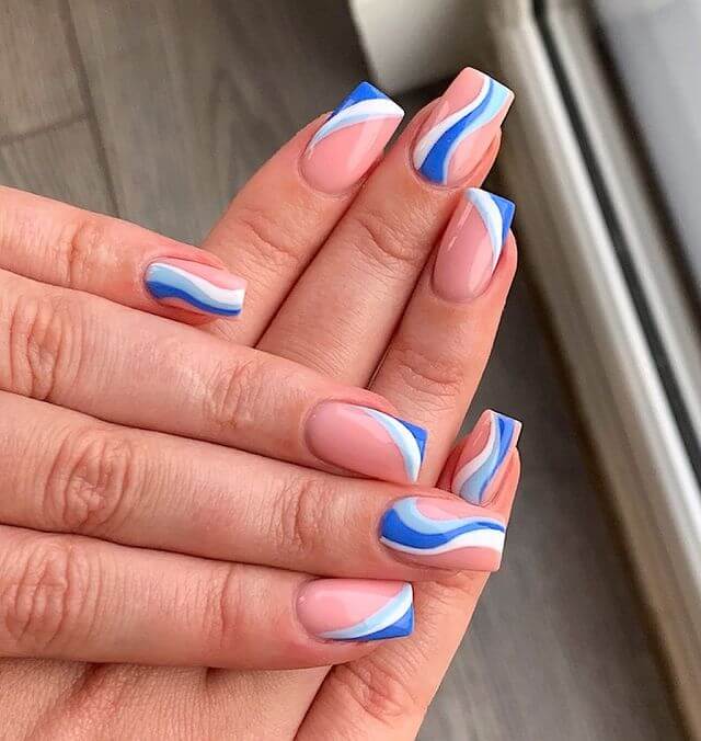 Baby Blue Swirl Nails