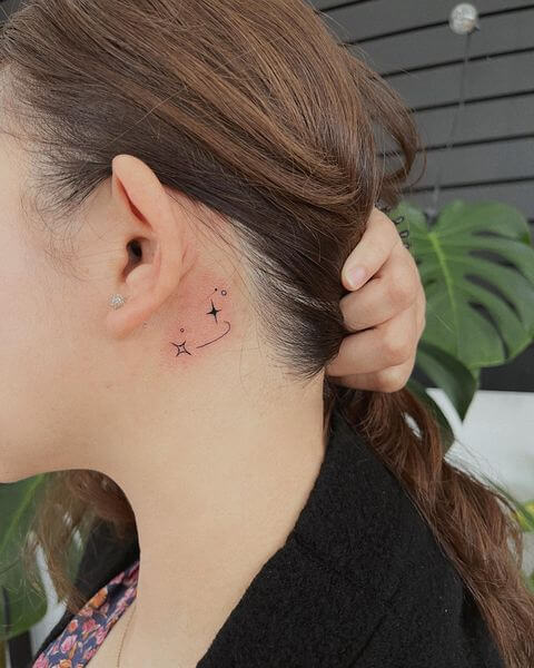 Stars Behind Ear Tattoo