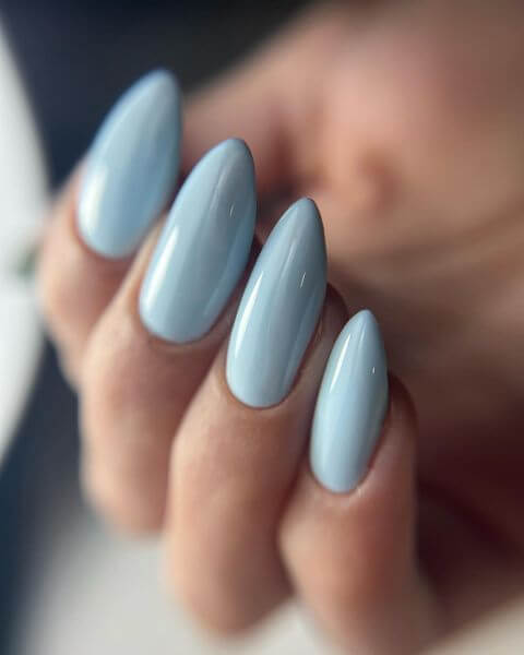 Light Blue Almond Nails