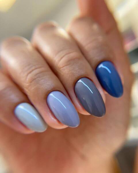 Light Blue and Grey Nails