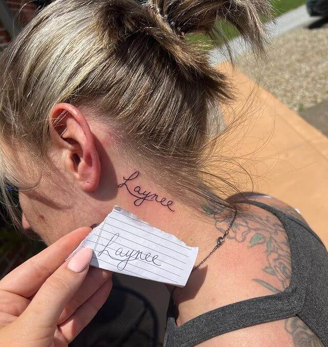 Words Behind Ear Tattoo
