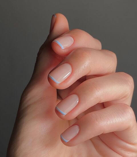 Light Blue French Nails