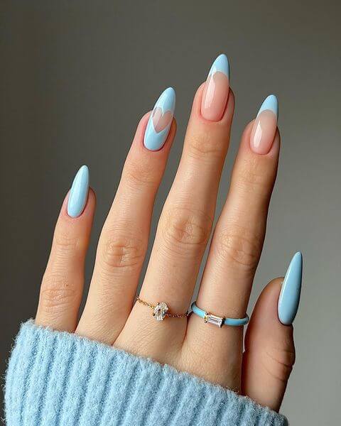 Light Blue French Nails