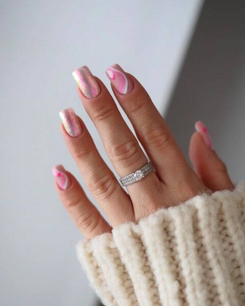 Pink and White Swirl Nail Designs