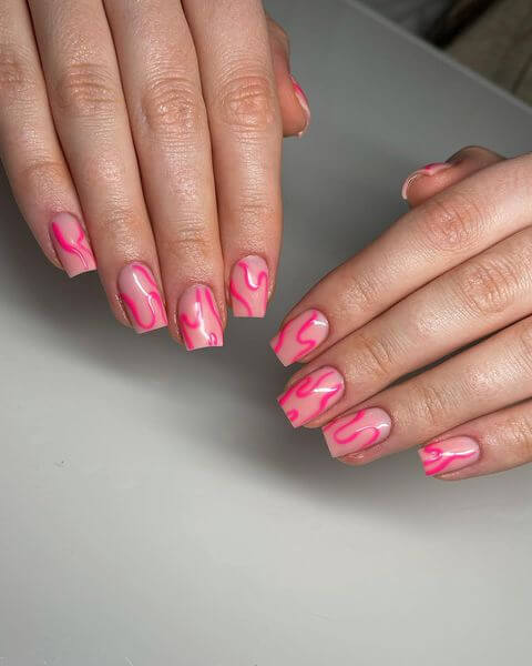 Pink Swirl Nail Designs