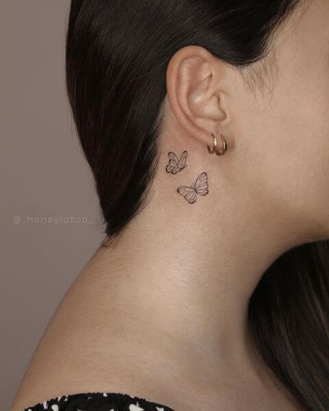 Butterfly Tattoo Behind The Ear