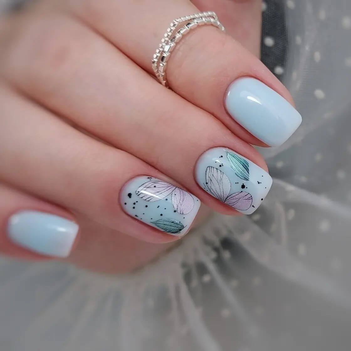 Baby Blue Nail Designs with Butterflies