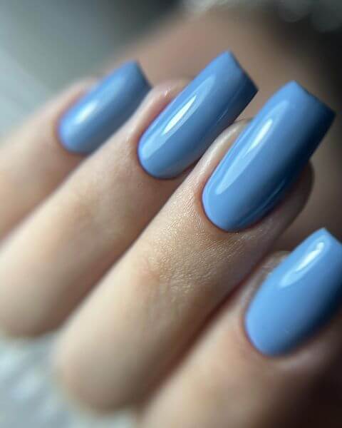 Light Blue Square Nails