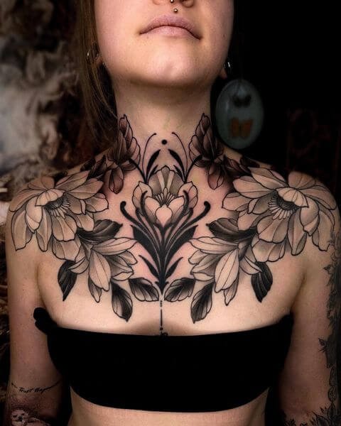 Neck and Chest Tattoo