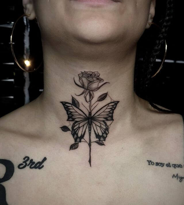 Rose Neck Tattoo