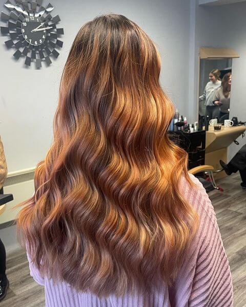 Dark Brown Hair with Orange Highlights
