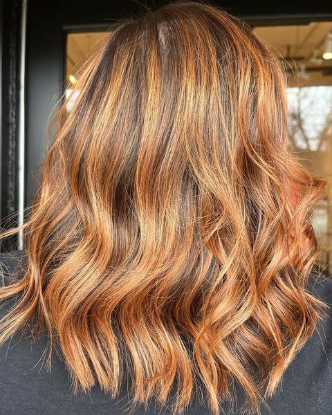 Dark Brown Hair with Orange Highlights