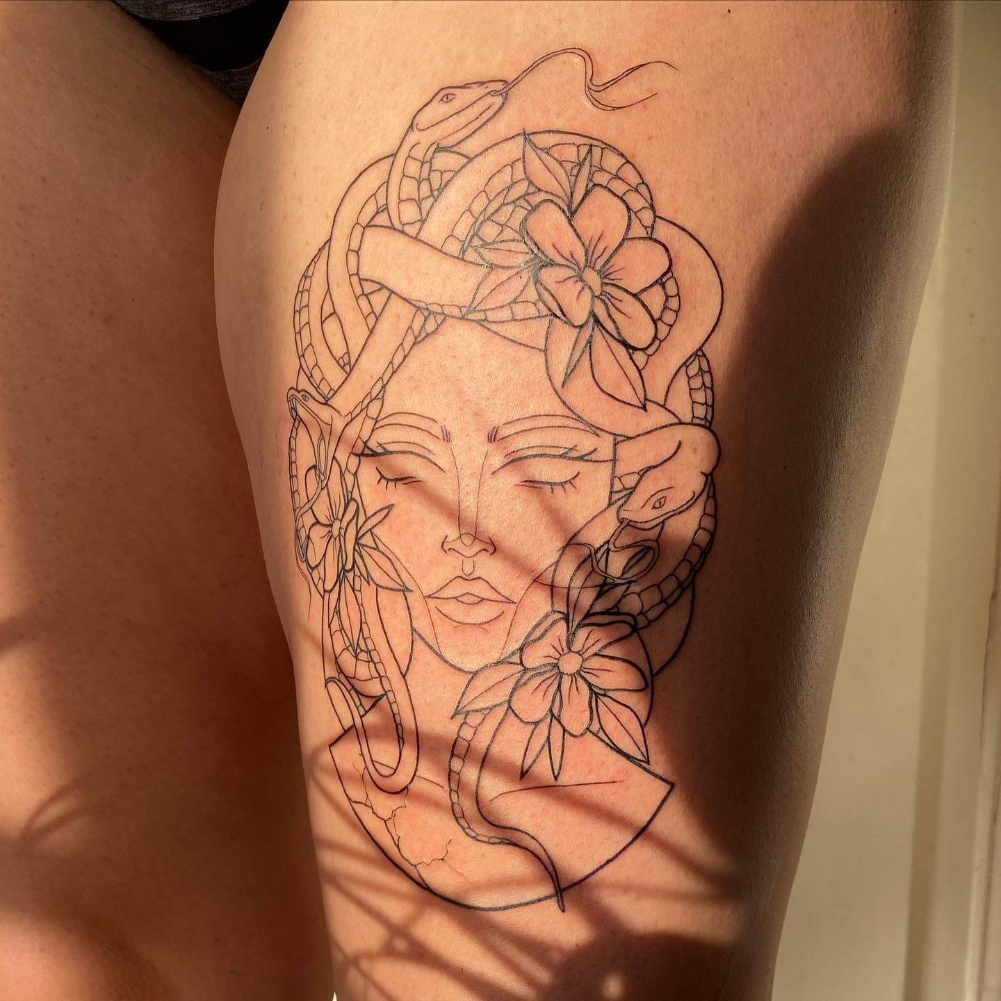 Thigh Medusa Tattoos