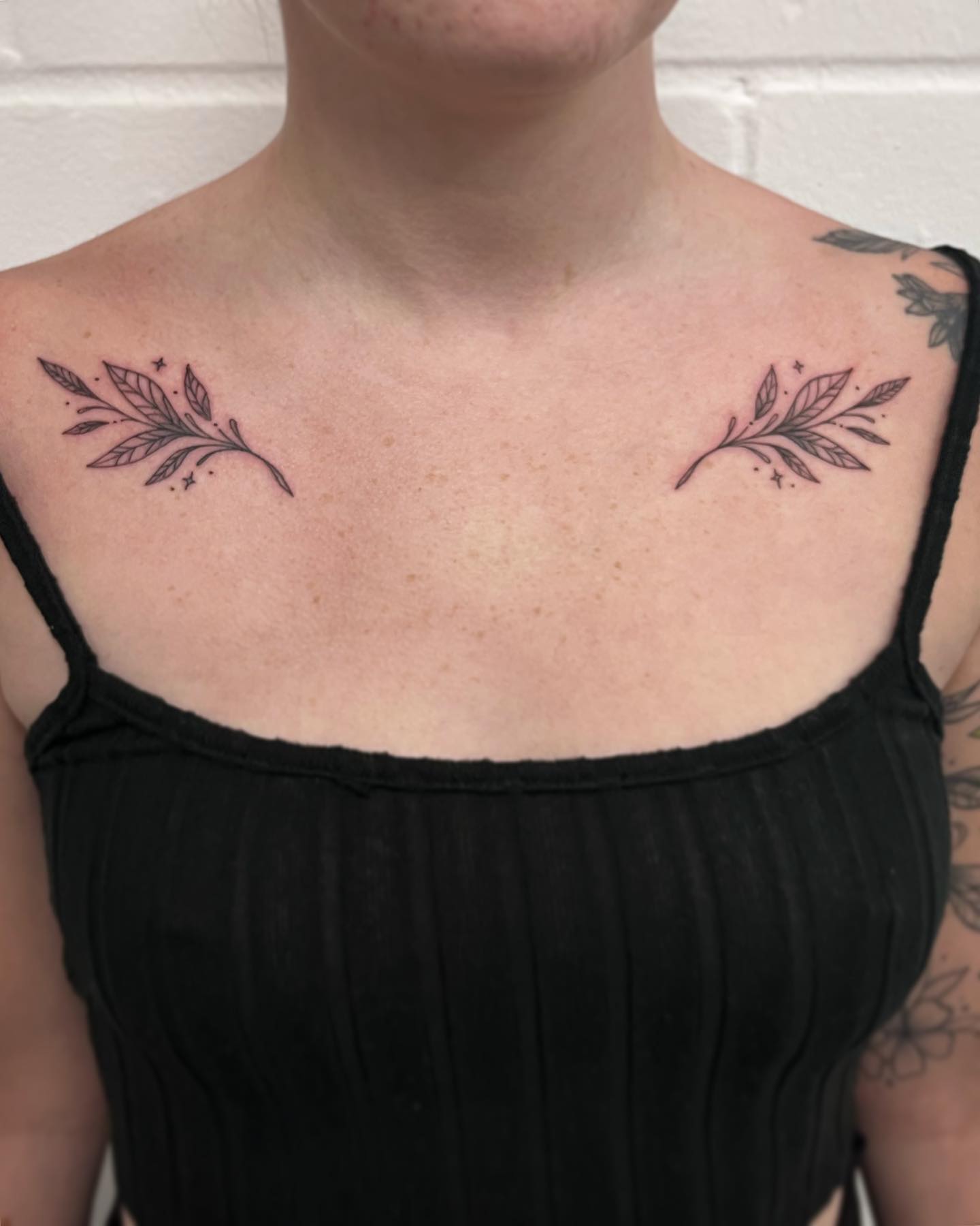 Collar Bone Leaf Tattoo