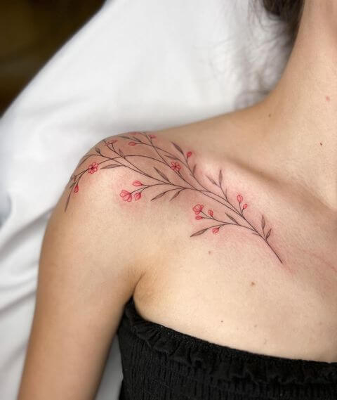 Collarbone Tattoos Flowers