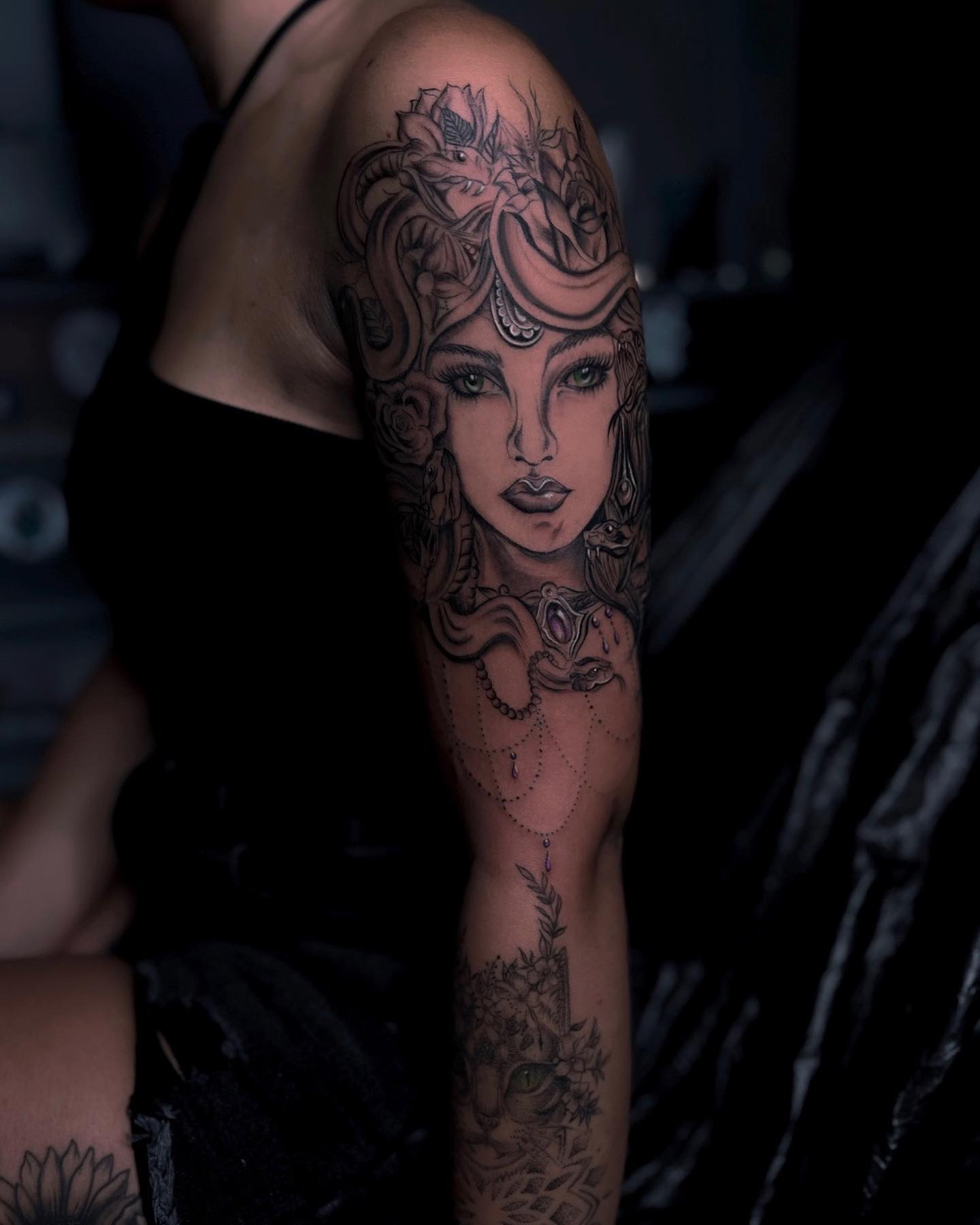 Medusa and Thunder Kitsune sleeve by Tushar Insta bombaysutra  Bangalore India Done at my home  rtattoos