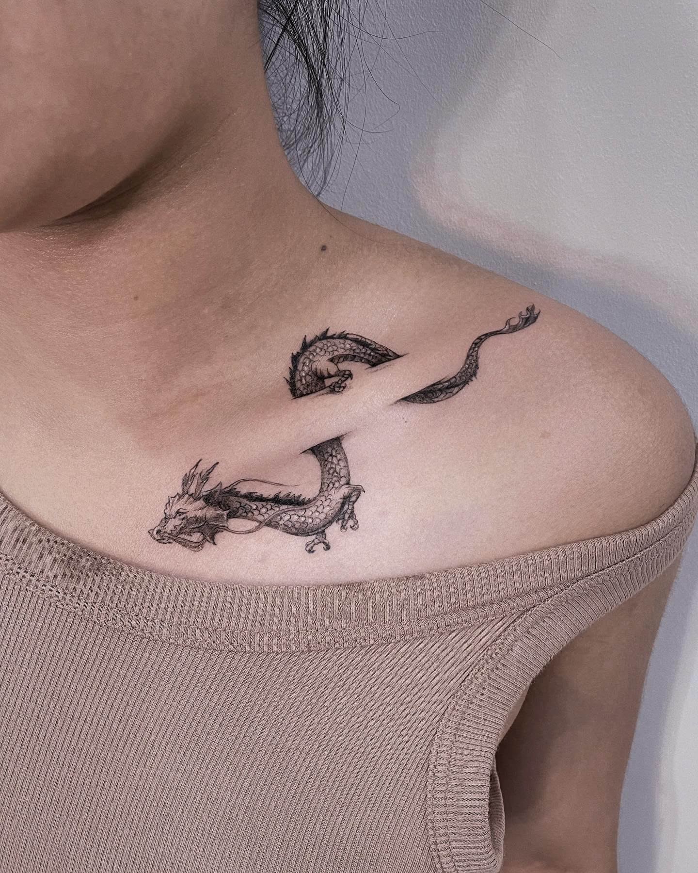 Dragon Collarbone Tattoos