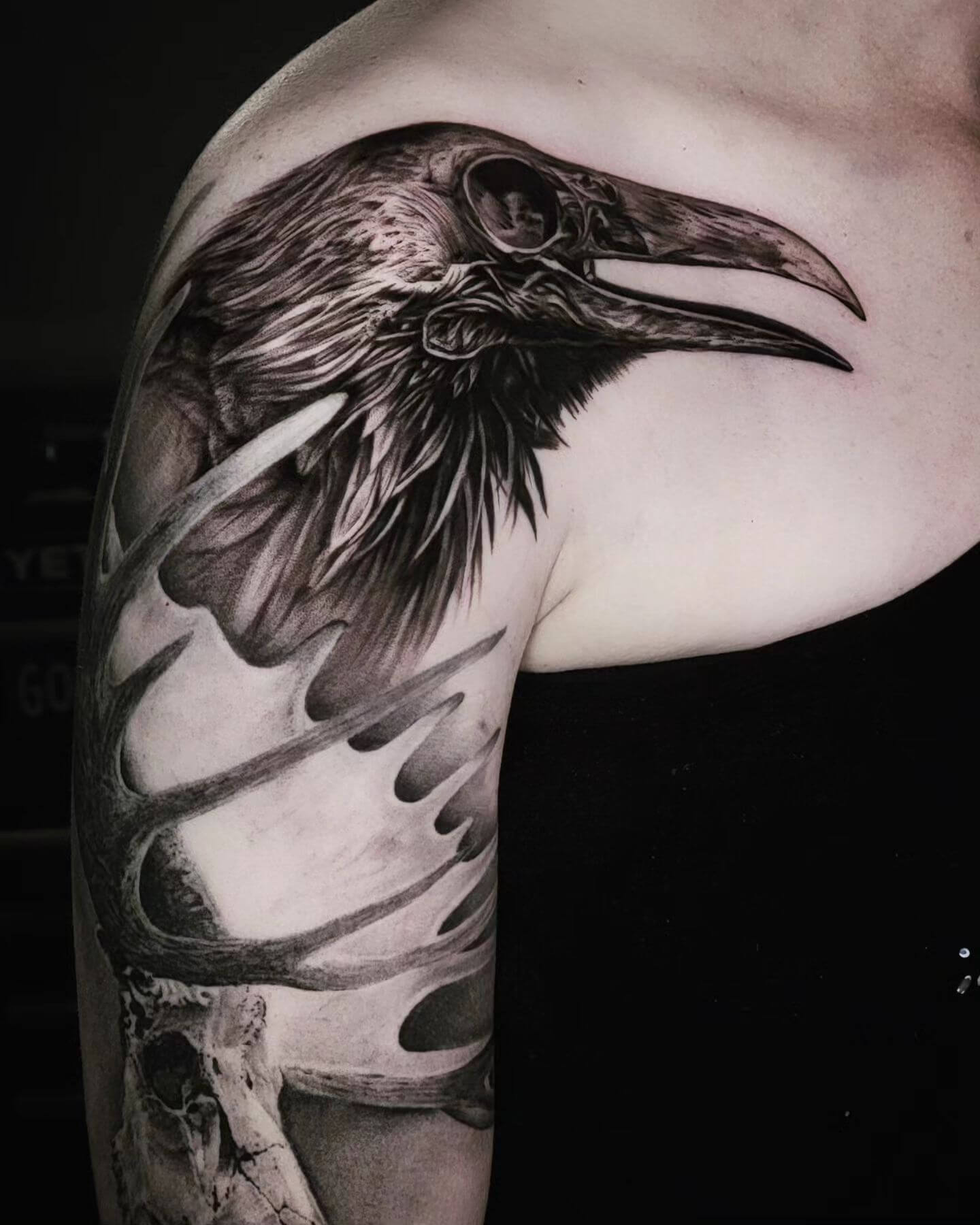 Raven Collarbone Tattoo